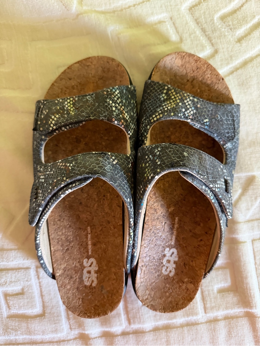 SAS Cozy slide sandal mutiskin navy, 9 comfort walking orthopedic support